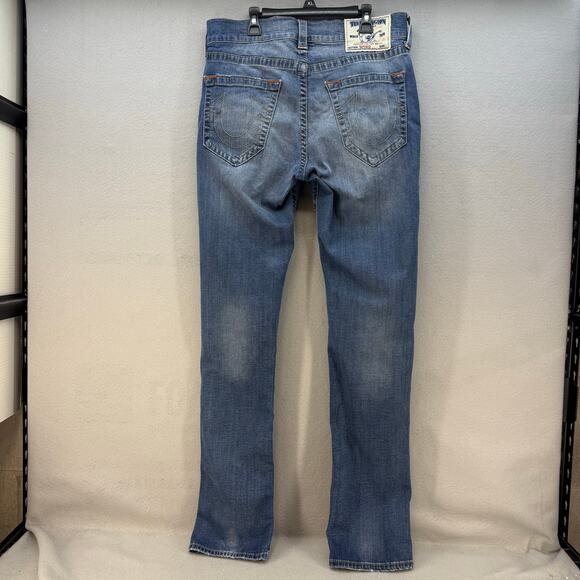True Religion Jeans Women's 31 (12) Blue Tapered Leg Stained High Rise Fit - Picture 2 of 16